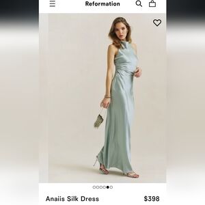 ♥️ Reformation Anaiis Silk Dress Aquamarine - Size 12